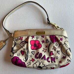 Coach Wristlet gold flowers hearts and stars